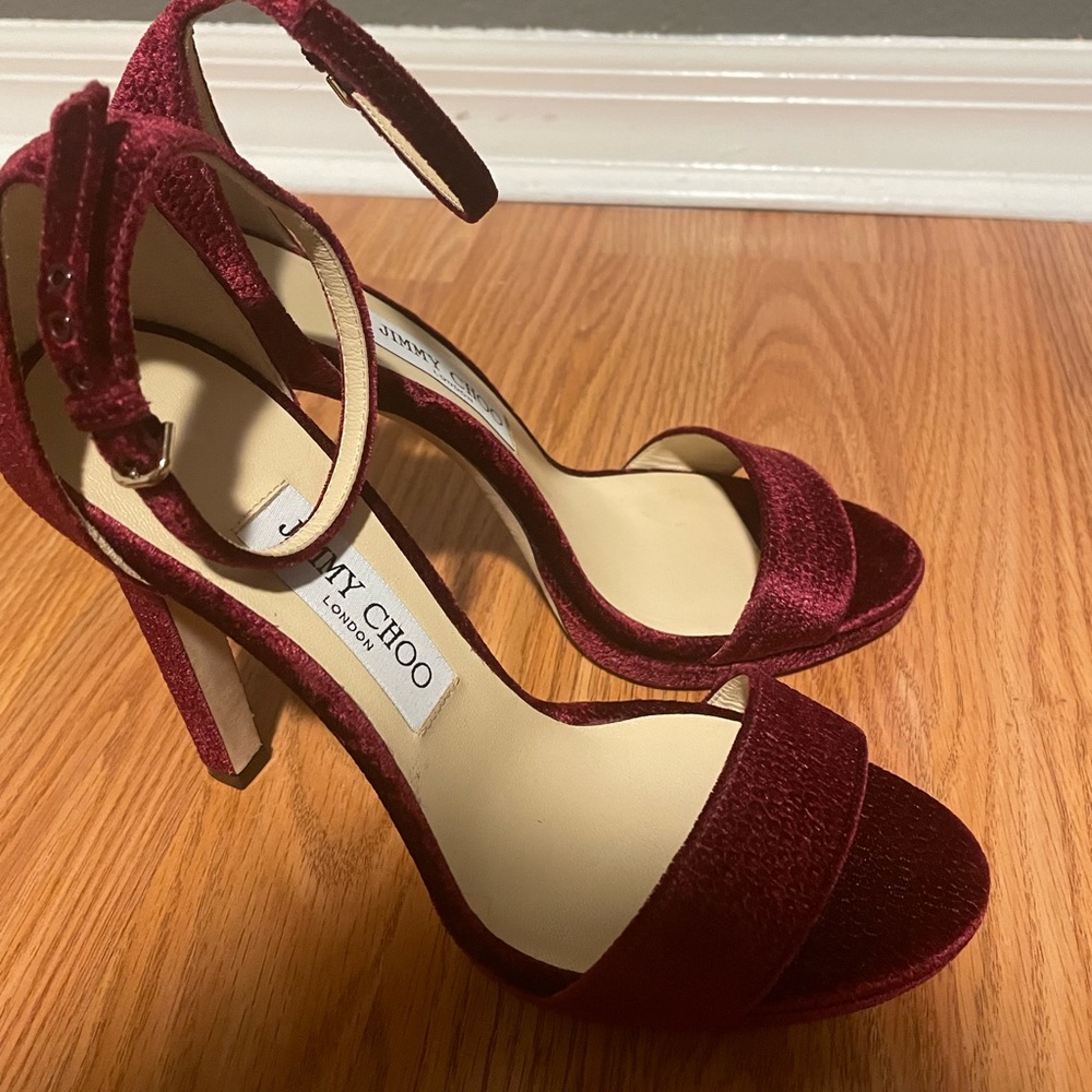 Jimmy Choo Misty 120 red velvet heels